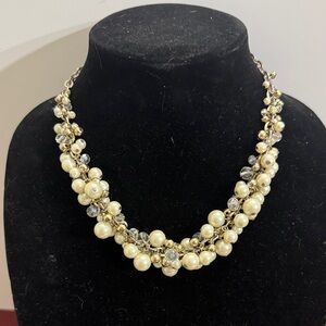 🔥 THE LIMITED Necklace Faux Pearl Crystal silver Tone Beads Clusters